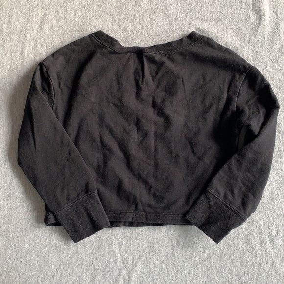 Guess Black Daisy Cropped 3/4 Sleeve Sweatshirt Size Large 14 - Picture 4 of 5